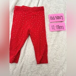 ❤️ NWOT Old Navy Kids Red Leggings with Gold Dots, 12-18 Months